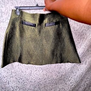 Zannza, Green textured Matellic Skirt with/ Pockets